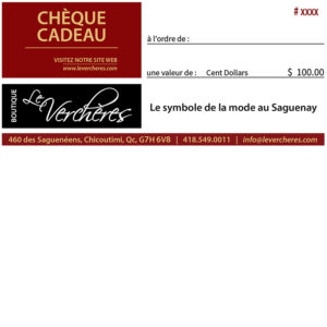 Chèque cadeau Le Verchères 100 dollars